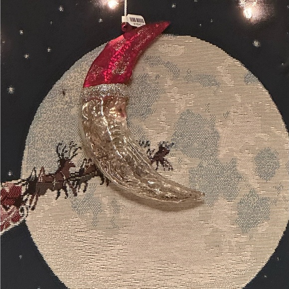 A Glass Santa Crescent Moon Ornament - Picture 1 of 9